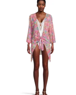 Women BECCA Polynesia Sheer Stretch Mesh Tie Front Cover-Up