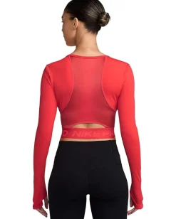 Activewear|Shirts & Tops|Nike Pro Dri-FIT Cropped Long-Sleeve Top Light Crimson/Ember Glow/White