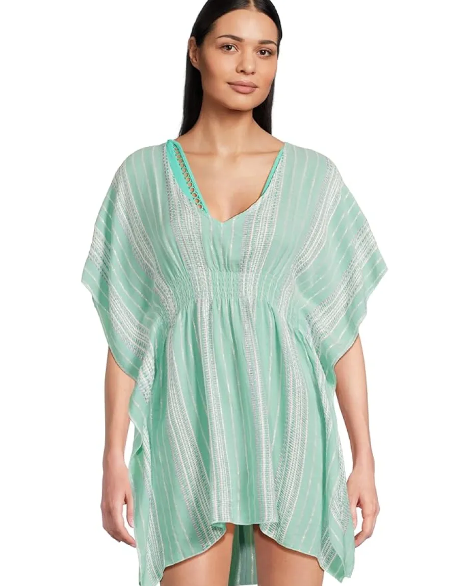 BECCA Swimwear|Swimsuits & Cover-Ups<Radiance Plunge Neckline Tunic Aqua Sea/Bellflower Multi