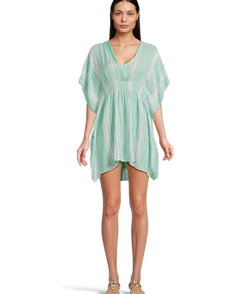 BECCA Swimwear|Swimsuits & Cover-Ups<Radiance Plunge Neckline Tunic Aqua Sea/Bellflower Multi