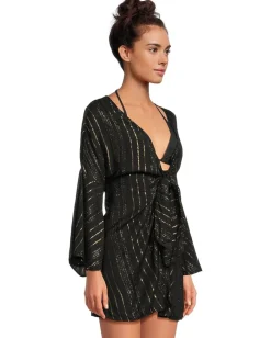 BECCA Radiance Plunge Tie Front Tunic Cover-up Black Online