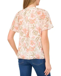 CeCe Raglan Flutter Sleeve Pleated Bow Blouse New Ivory Online