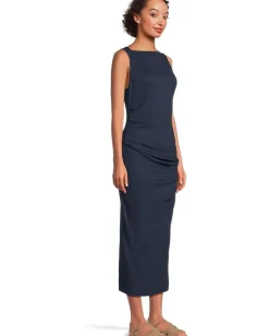 Women Michael Stars Reign Knife Neck Midi Pleated Dress