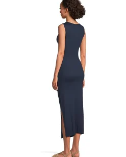 Women Michael Stars Reign Knife Neck Midi Pleated Dress