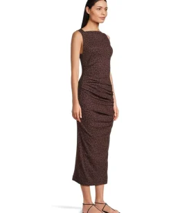 Women Michael Stars Reign Knife Neck Midi Pleated Dress