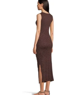 Women Michael Stars Reign Knife Neck Midi Pleated Dress