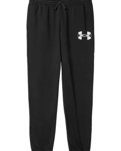 Under Armour Kids Rival Fleece Colorblock Graphic Joggers (Big Kids) Black/White Clearance