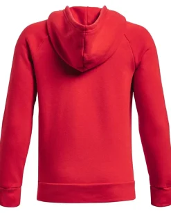 Under Armour Kids Rival Fleece Hoodie (Big Kid) Red/White Hot