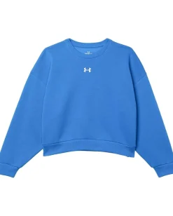 Under Armour Kids Rival Fleece Oversized Crew (Big Kid) Blue Atlantis/White Clearance