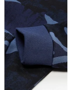 Under Armour Kids Rival Fleece Printed Hoodie (Big Kids) Washed Navy/White Clearance