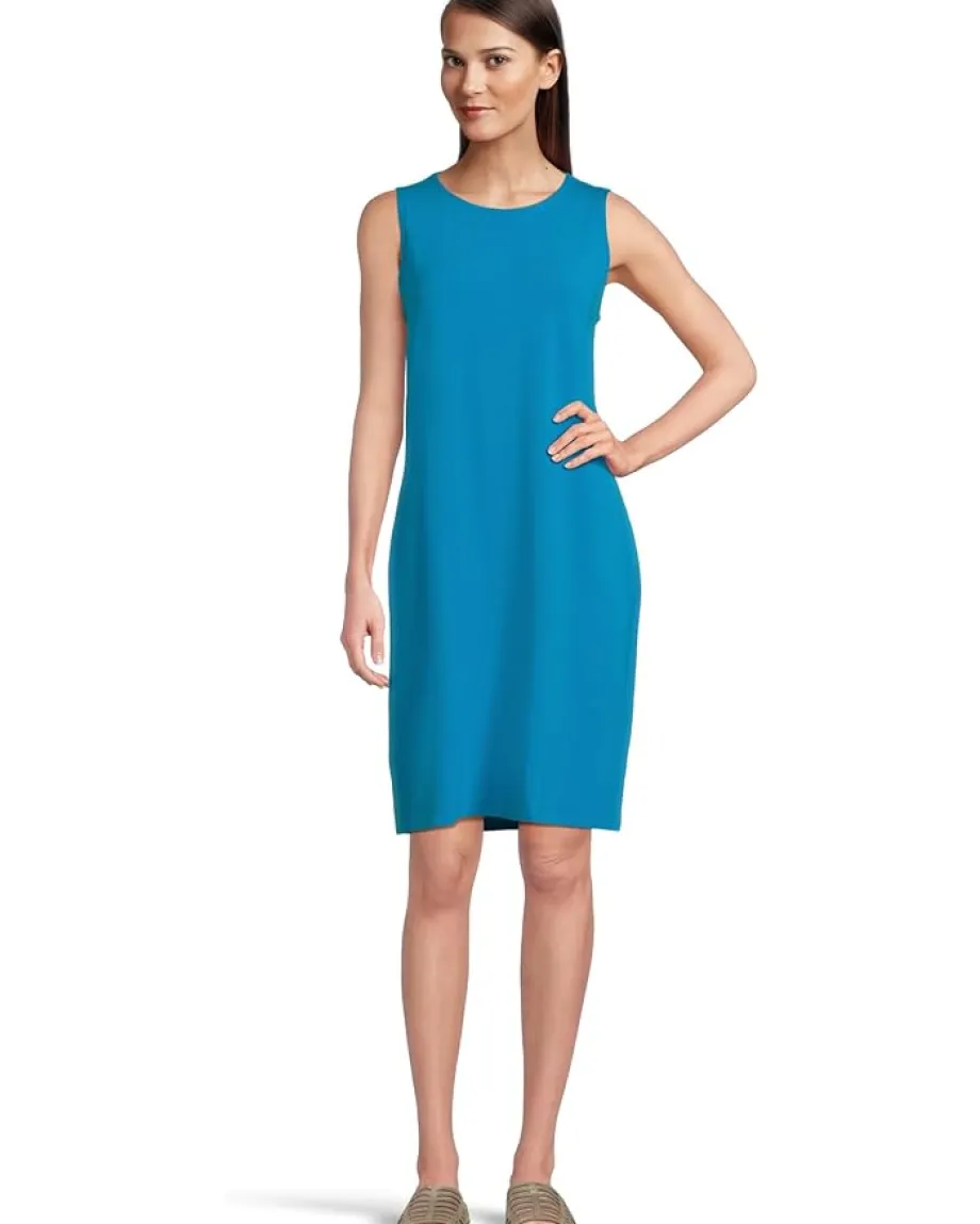 Dresses|Dresses|Eileen Fisher Round Neck Knee Length Dress Oahu Blue