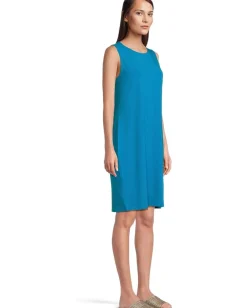 Dresses|Dresses|Eileen Fisher Round Neck Knee Length Dress Oahu Blue