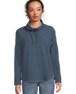 Lilla P Rounded Hem Mock Neck Ink