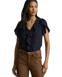 Women Lauren Ralph Lauren Ruffle-Trim Georgette Blouse