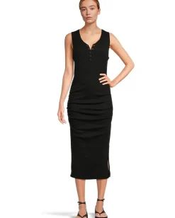 Michael Stars Dresses|Dresses<Samira Tank Henley Midi Dress Black