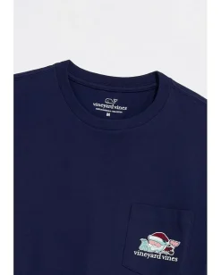 Vineyard Vines Santa Whale List Long Sleeve Pocket Tee