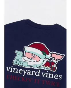 Vineyard Vines Santa Whale List Long Sleeve Pocket Tee