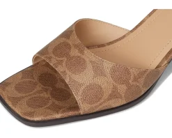 Women COACH Sculpted C Coated Canvas Block Heel Sandals