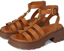 COACH Heels|Sandals<Sculpted C Platform Fisherman Sandals Cognac