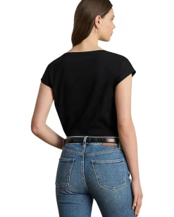 Women Lauren Ralph Lauren Sequined-Crest Cotton Jersey Tee