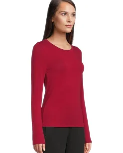Women Eileen Fisher Sheer Knit Round Neck Slim Long Sleeve Tee