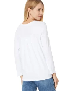 Women Michael Stars Shelby Ruched Shoulder 3/4 Sleeve Tee