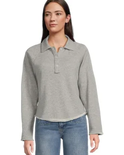Lilla P Shirttail Polo Heather Grey