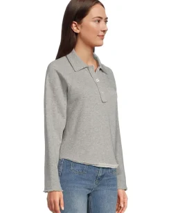 Lilla P Shirttail Polo Heather Grey