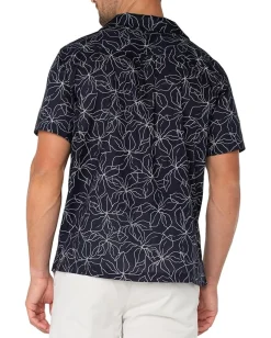 Activewear|Liverpool Los Angeles Short Sleeve Button Up Camp Shirt Navy/White