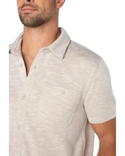 Activewear|Liverpool Los Angeles Short Sleeve Button Up Shirt Light Oatmeal
