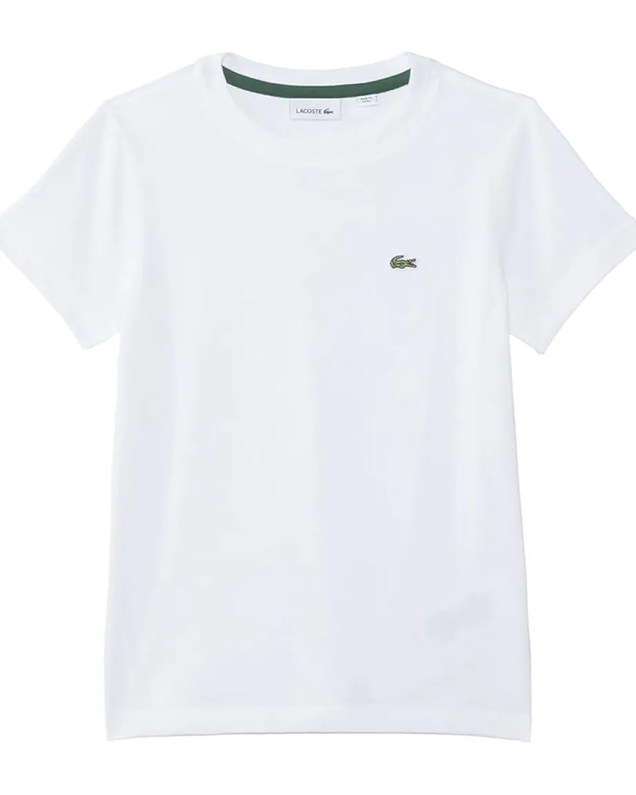 Clothing|Clothing|Lacoste Kids Short Sleeve Crew Neck Classic Cotton T-Shirt (Toddler/Little Kids/Big Kids) White