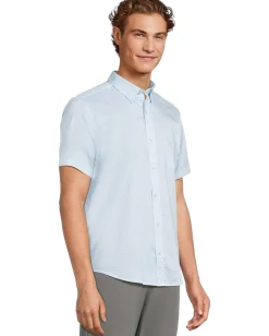 Activewear|Johnston & Murphy Short Sleeve Diamond Print Shirt Blue