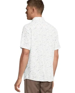 Johnston & Murphy Short Sleeve Floral Print Linen Shirt White Multi Sale