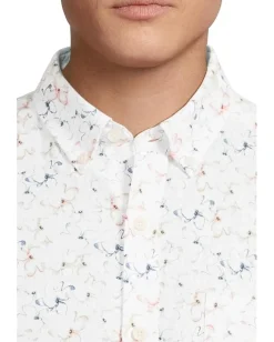 Johnston & Murphy Short Sleeve Floral Print Linen Shirt White Multi Sale