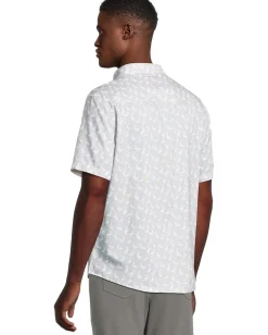 Activewear|Johnston & Murphy Short Sleeve Pelican Print Shirt Gray