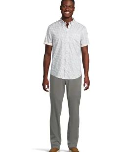 Activewear|Johnston & Murphy Short Sleeve Pelican Print Shirt Gray