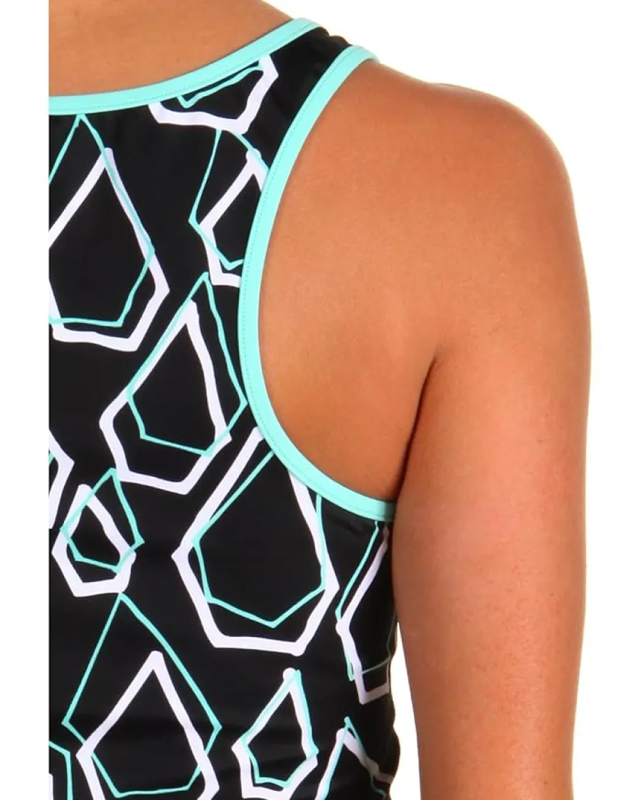 Volcom Swimwear|Swimsuits & Cover-Ups<Simply Stone Tank Thrashguard Aqua Print