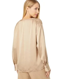 Vince Shirts & Tops|Shirts & Tops<Smocked Long Sleeve Blouse Pale Nut