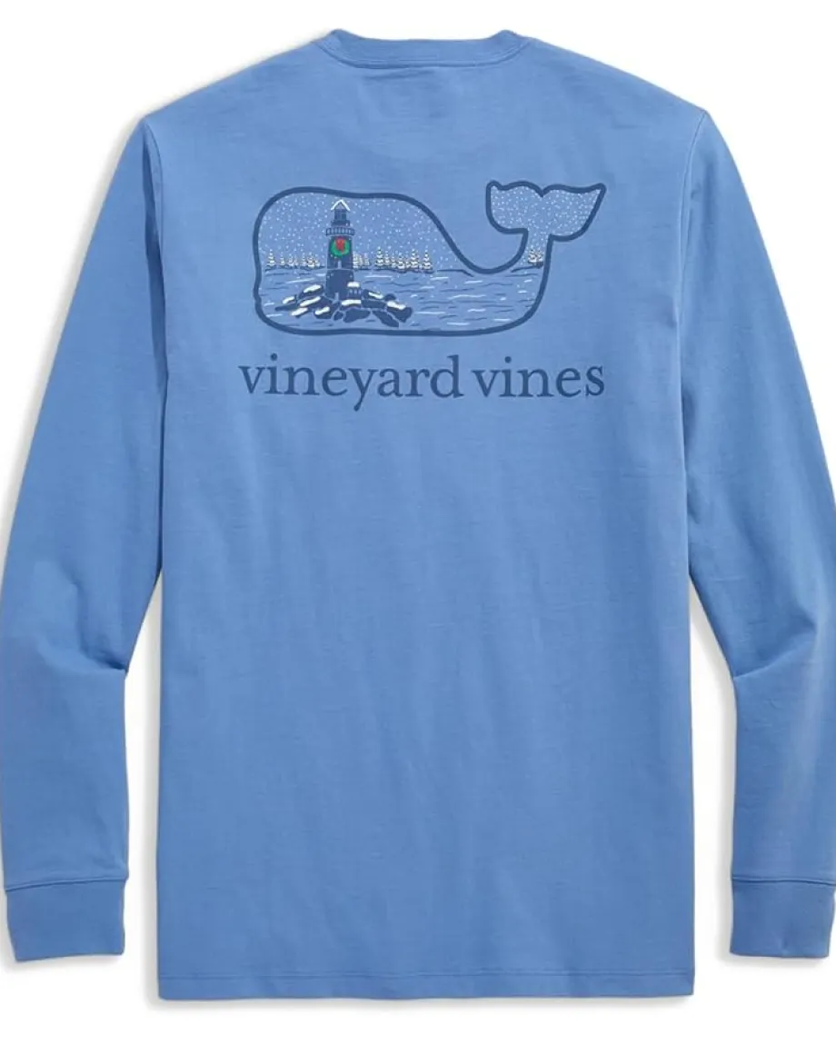 Vineyard Vines Snowy Lighthouse Whale Fill Long Sleeve Club Blue Sale