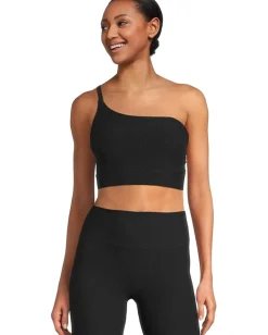 Activewear|Beyond Yoga Spacedye One Shoulder Long Line Light Support Bra Darkest Night