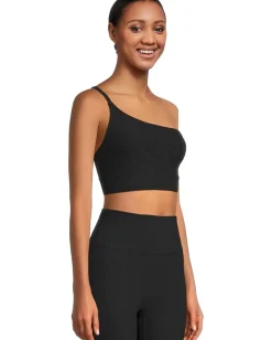 Activewear|Beyond Yoga Spacedye One Shoulder Long Line Light Support Bra Darkest Night