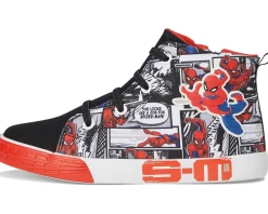 Josmo Shoes<Spiderman High Top Sneaker (Toddler/Little Kid) Black/Red