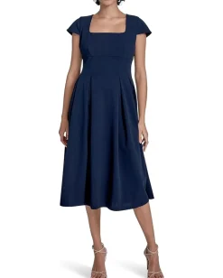 Calvin Klein Square Neck Pleated Aline Indigo Online