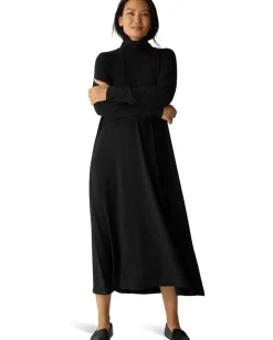 Eileen Fisher Dresses|Dresses<Stretch Jersey Knit Turtle Neck Dress Black