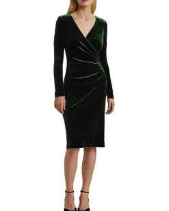 Dresses|Dresses|Lauren Ralph Lauren Stretch Velvet Surplice Dress Emerald Green Velvet
