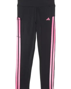 Clothing|adidas Kids 3-Stripe Cellphone Pocket 7/8 Legging (Big Kid) Black/Pink
