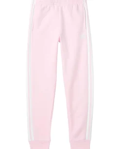 Clothing|adidas Kids 3-Stripe Fleece Joggers (Big Kid) Clear Pink Adi