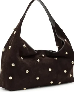 Handbags|Shoulder Bags|Madewell Suede Slouchy Shoulder Bag-Stud Dark Carob
