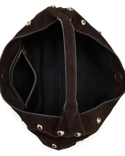 Handbags|Shoulder Bags|Madewell Suede Slouchy Shoulder Bag-Stud Dark Carob
