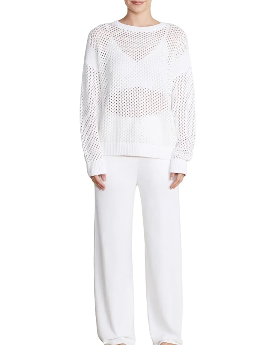 Barefoot Dreams Sunbleached Open Stitch Pullover Pearl